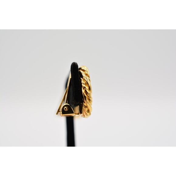 Givenchy Vintage Logo Clip On Earrings 4G Coin Round Gold Signed 80s 1980s BinAI - Picture 8 of 12